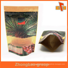food grade printed kraft paper stand up pouches with zipper top/kraft paper bag/kraft coffee bag